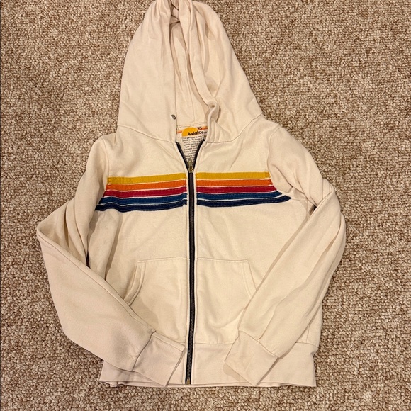 Aviator nationCream Hoodie with Multicolor Stripes - Picture 1 of 7